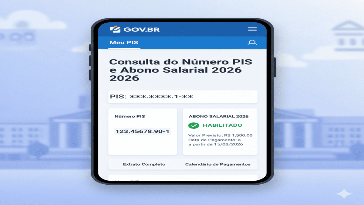 Meu PIS: tela de consulta do número do PIS e Abono Salarial 2026 no GOV.BR
